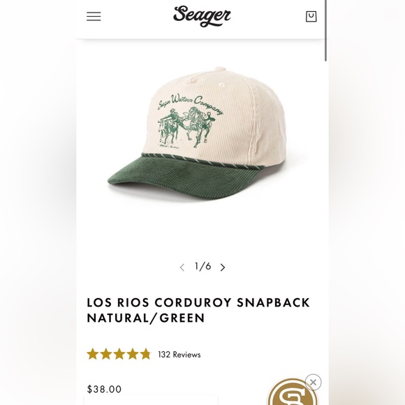Seager Other - Seager Green and Cream Corduroy Adjustable Hat